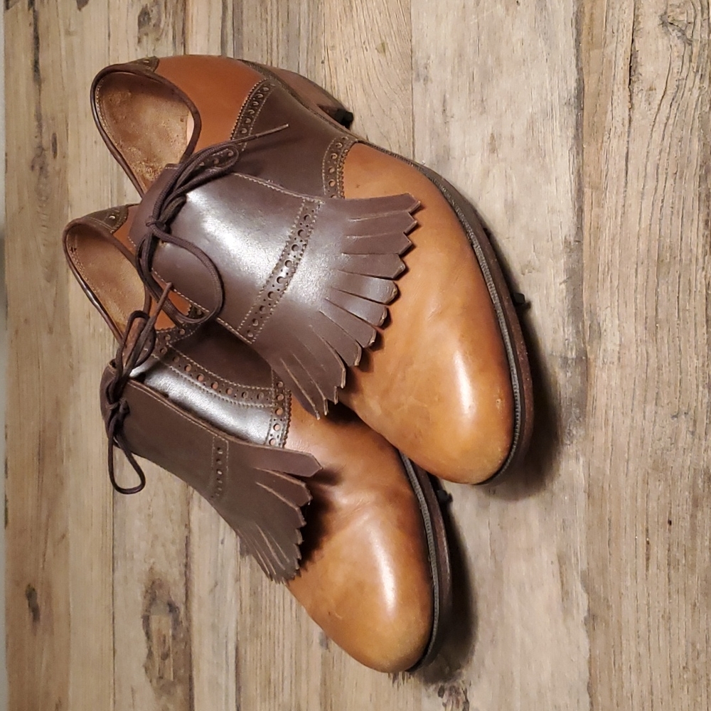 Custom made E. Vogel brown leather golf shoes